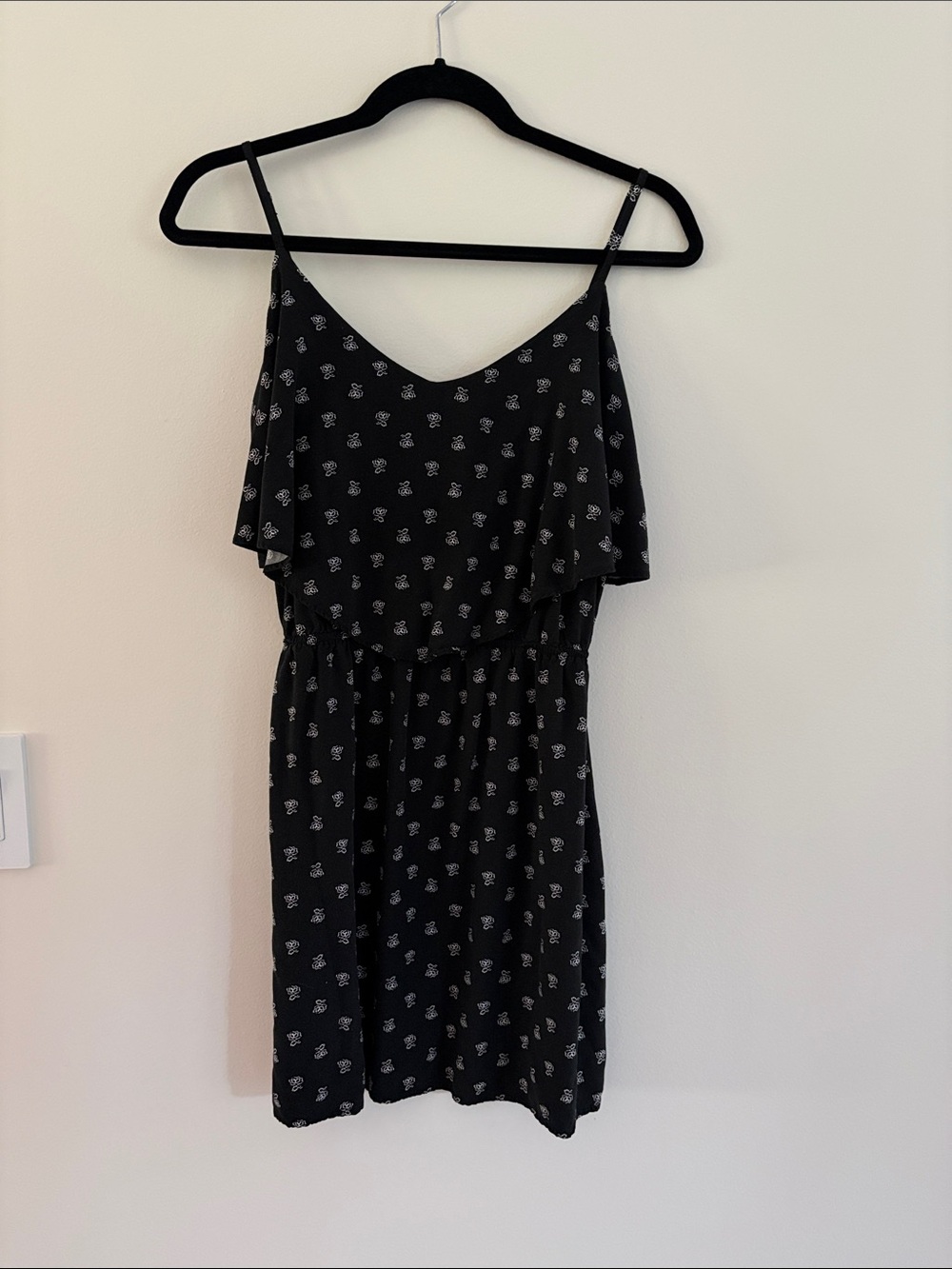 Old Navy Black Floral Ruffle-Front Mini Dress